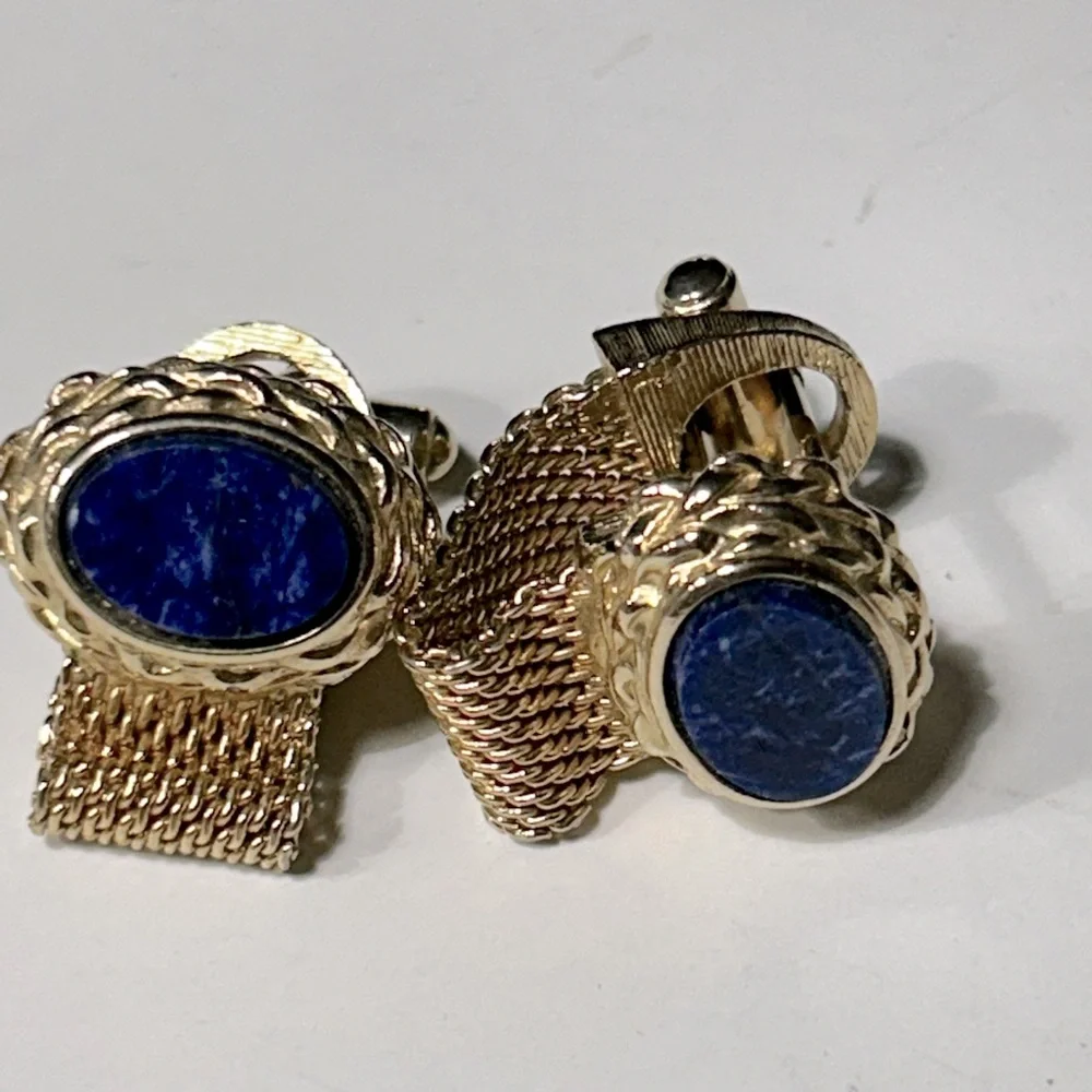 Swank Cufflinks Deep Blue on Gold Tone